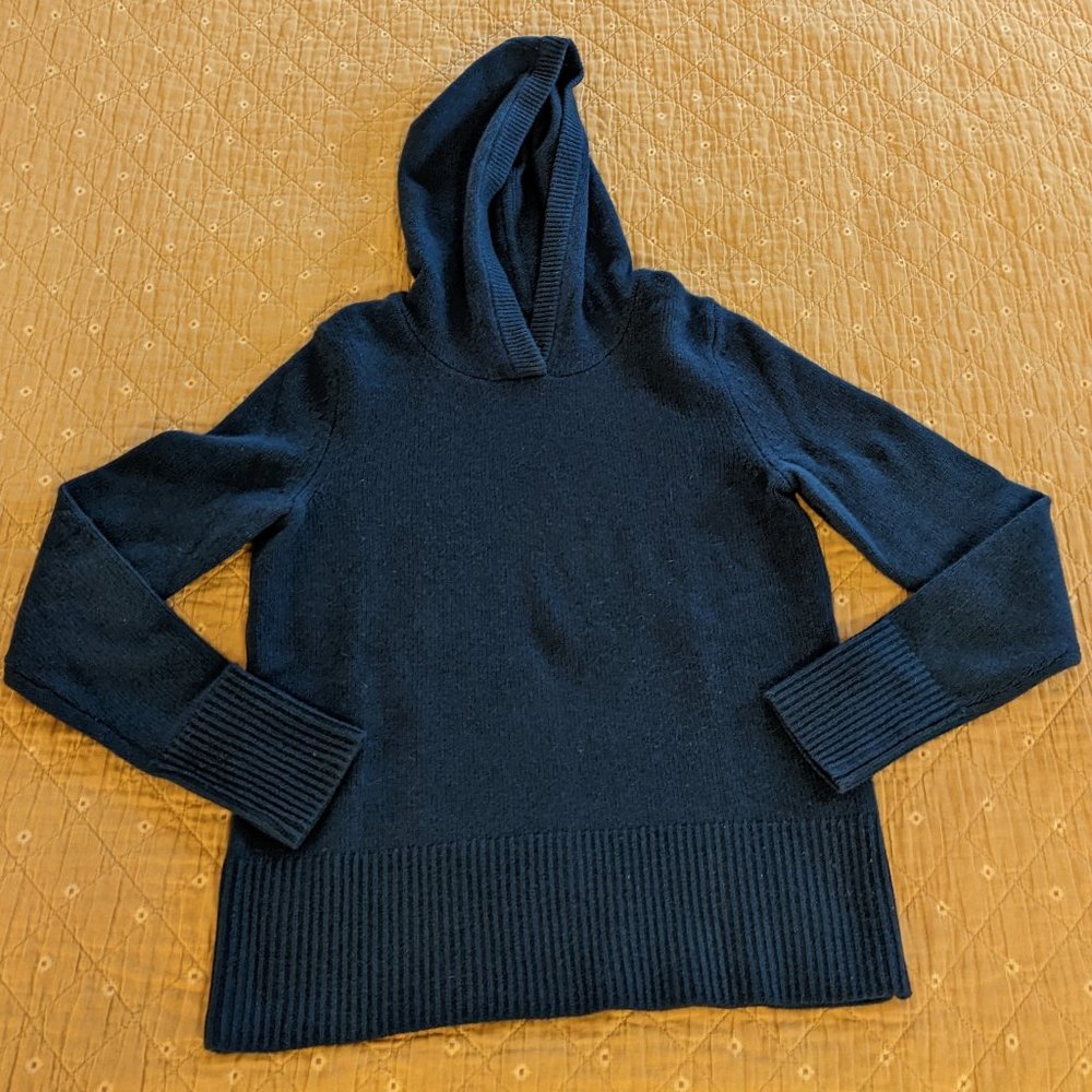 Gap Dark Teal 100% Cashmere Hooded Sweater Size Small EUC